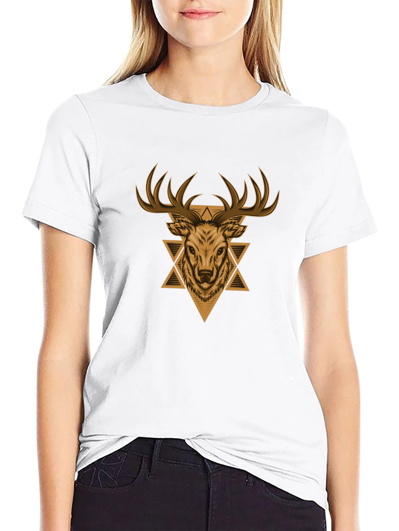 Deer Graphic Print Black T-Shirt