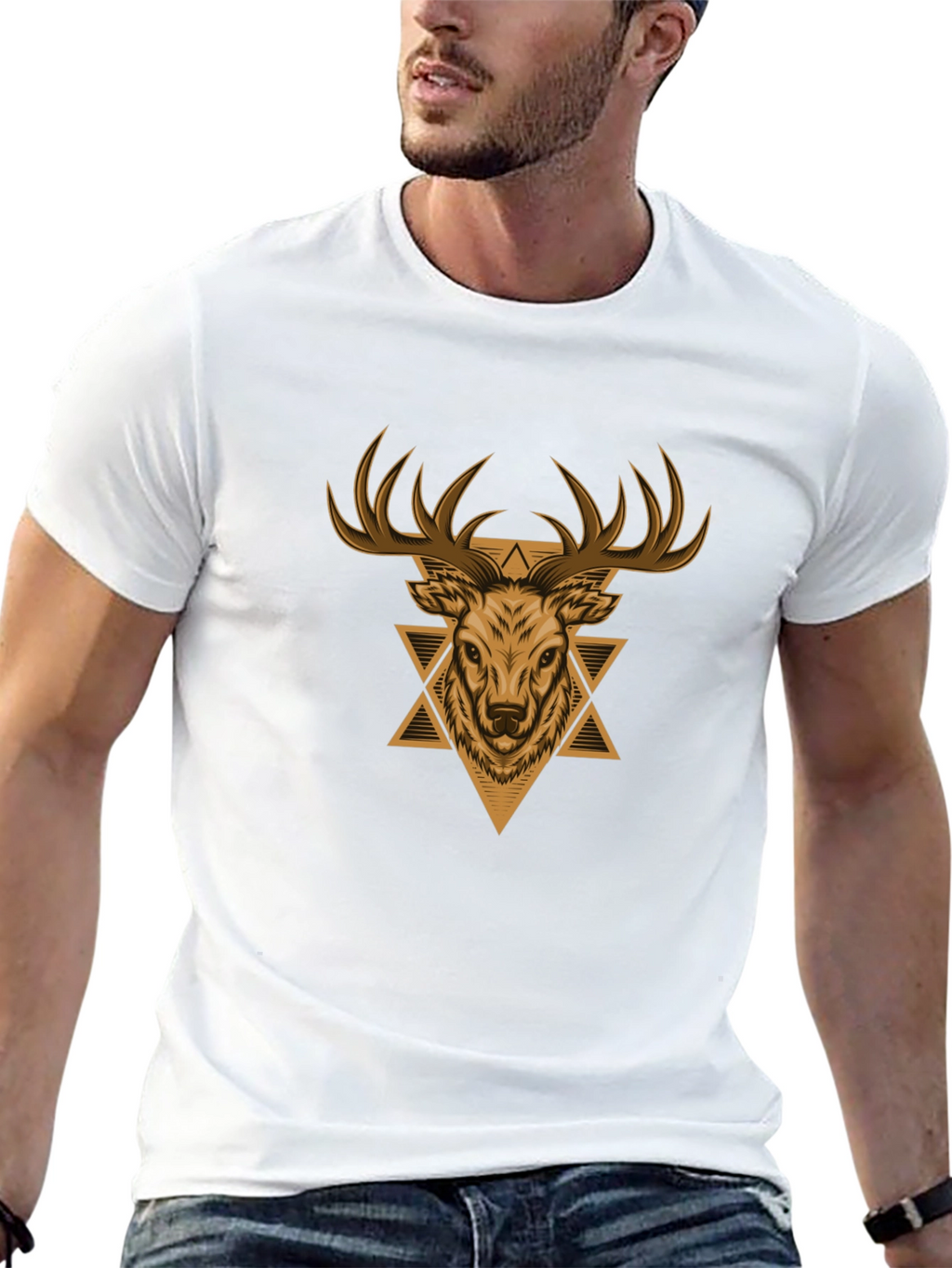 Deer Graphic Print Black T-Shirt