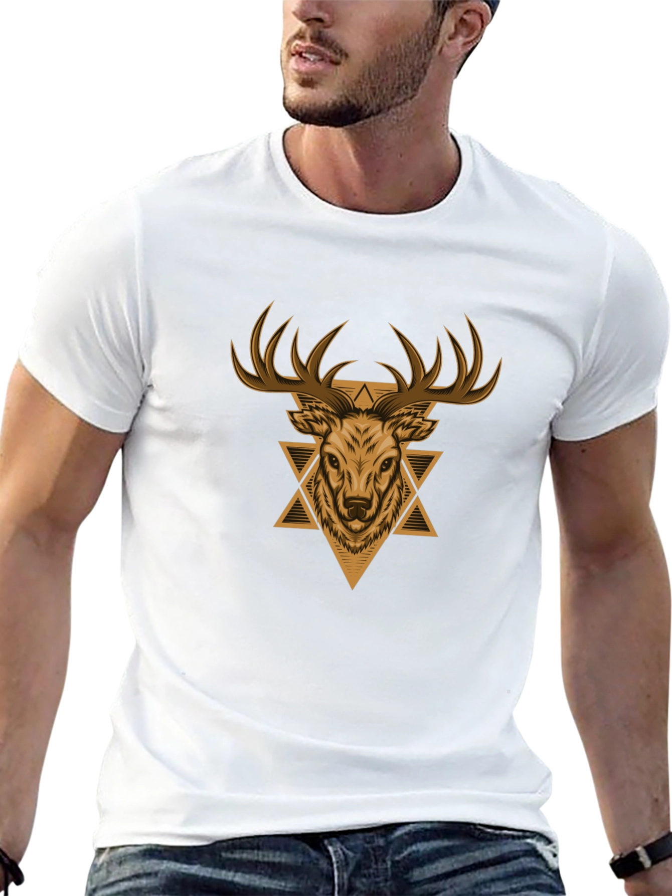 Deer Graphic Print Black T-Shirt