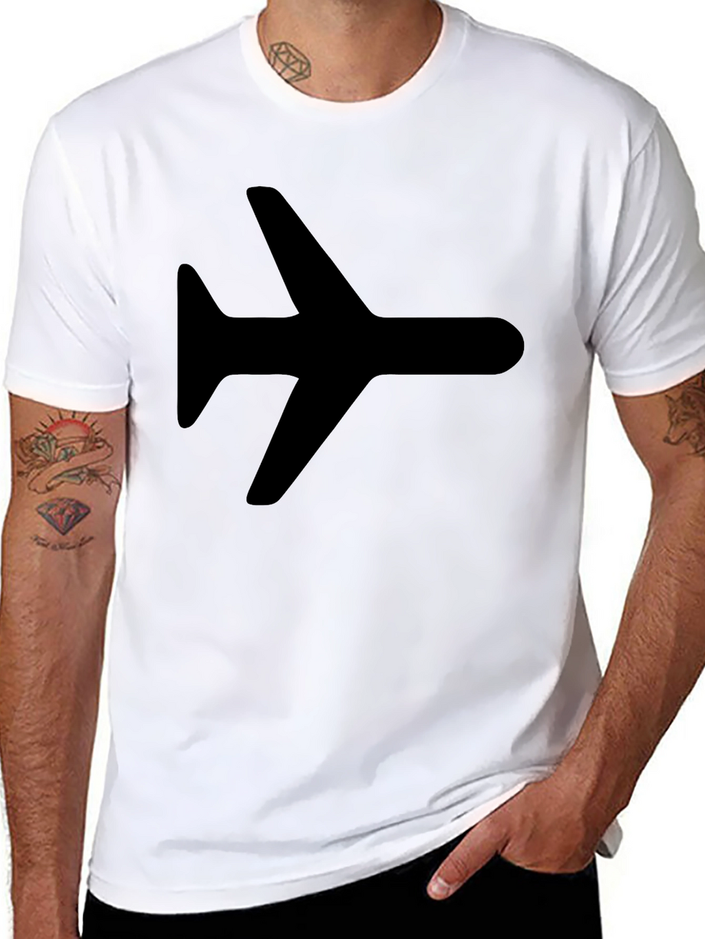 Airplane Graphic Tee - Black Casual T-Shirt
