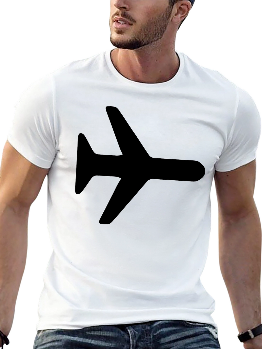 Airplane Graphic Tee - Black Casual T-Shirt