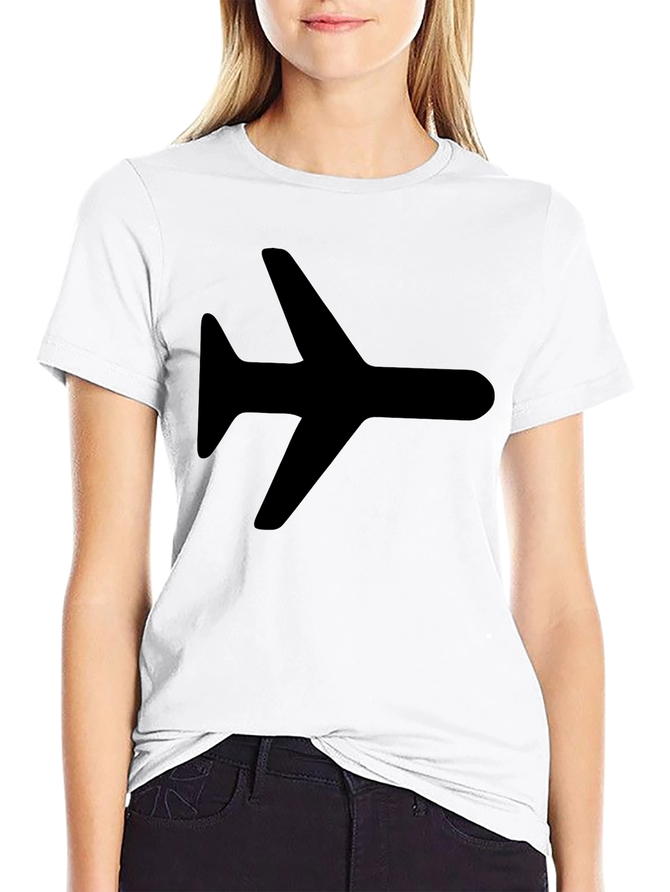 Airplane Graphic Tee - Black Casual T-Shirt