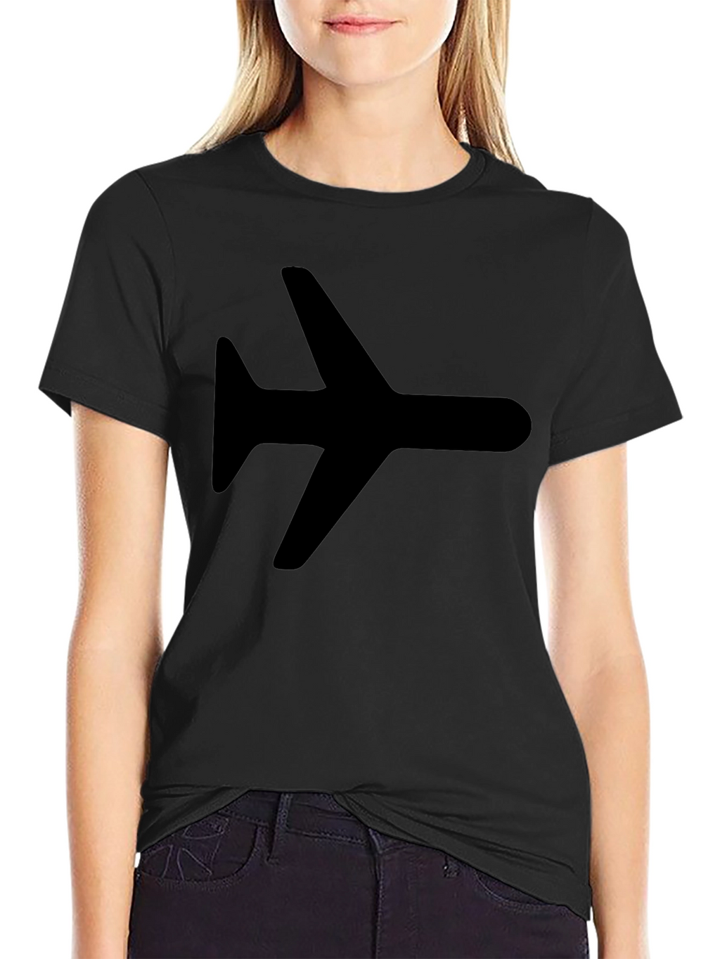 Airplane Graphic Tee - Black Casual T-Shirt