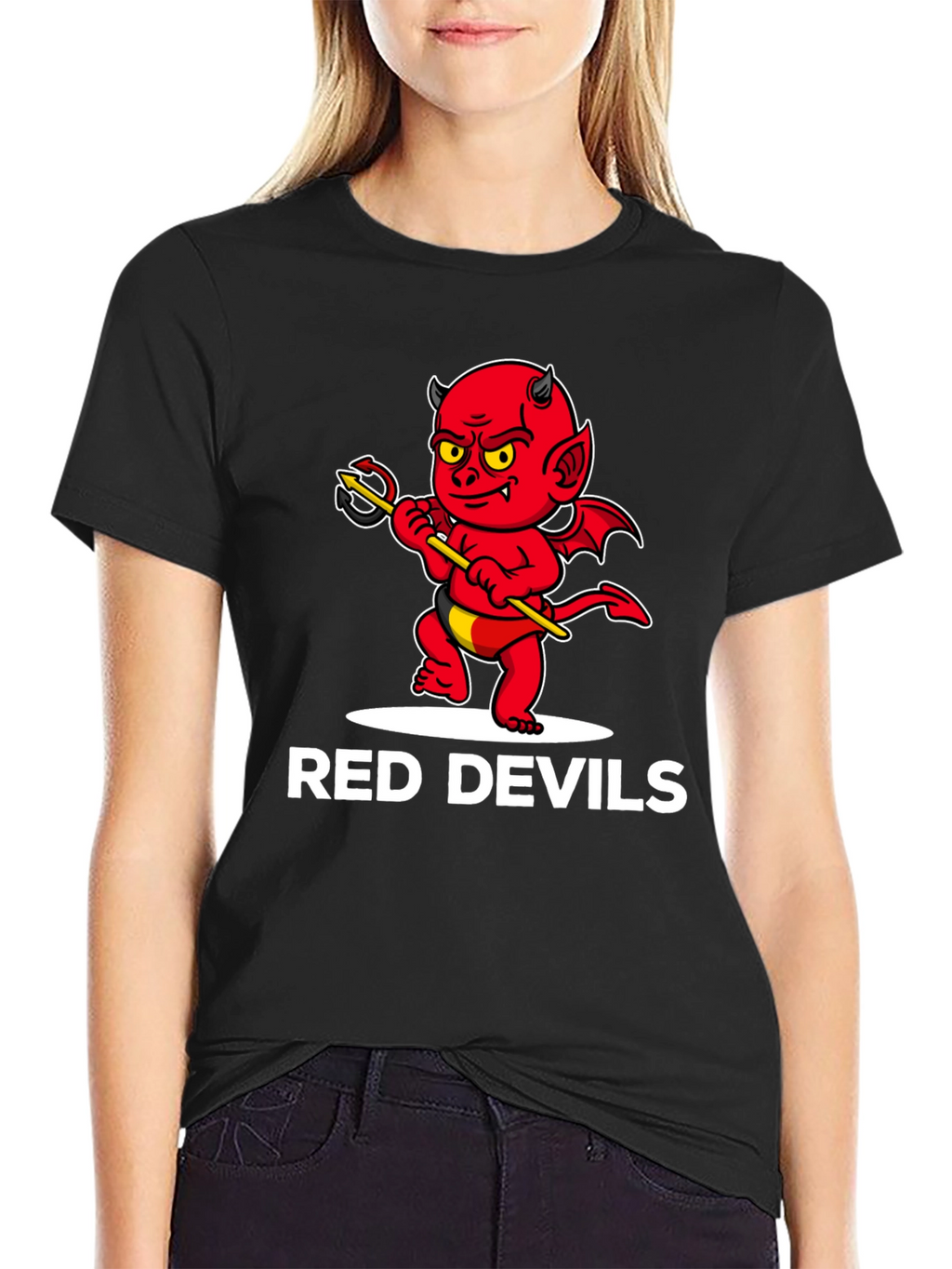 Red Devils Graphic Tee - Cartoon Devil Print