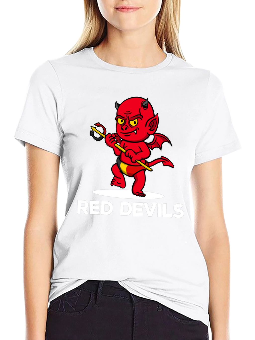 Red Devils Graphic Tee - Cartoon Devil Print