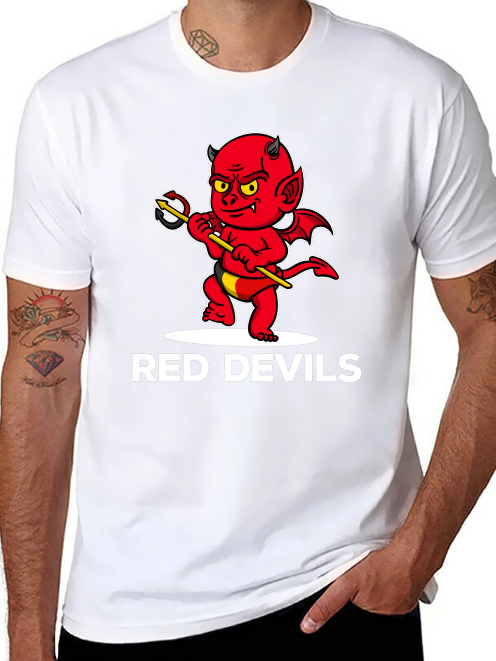 Red Devils Graphic Tee - Cartoon Devil Print