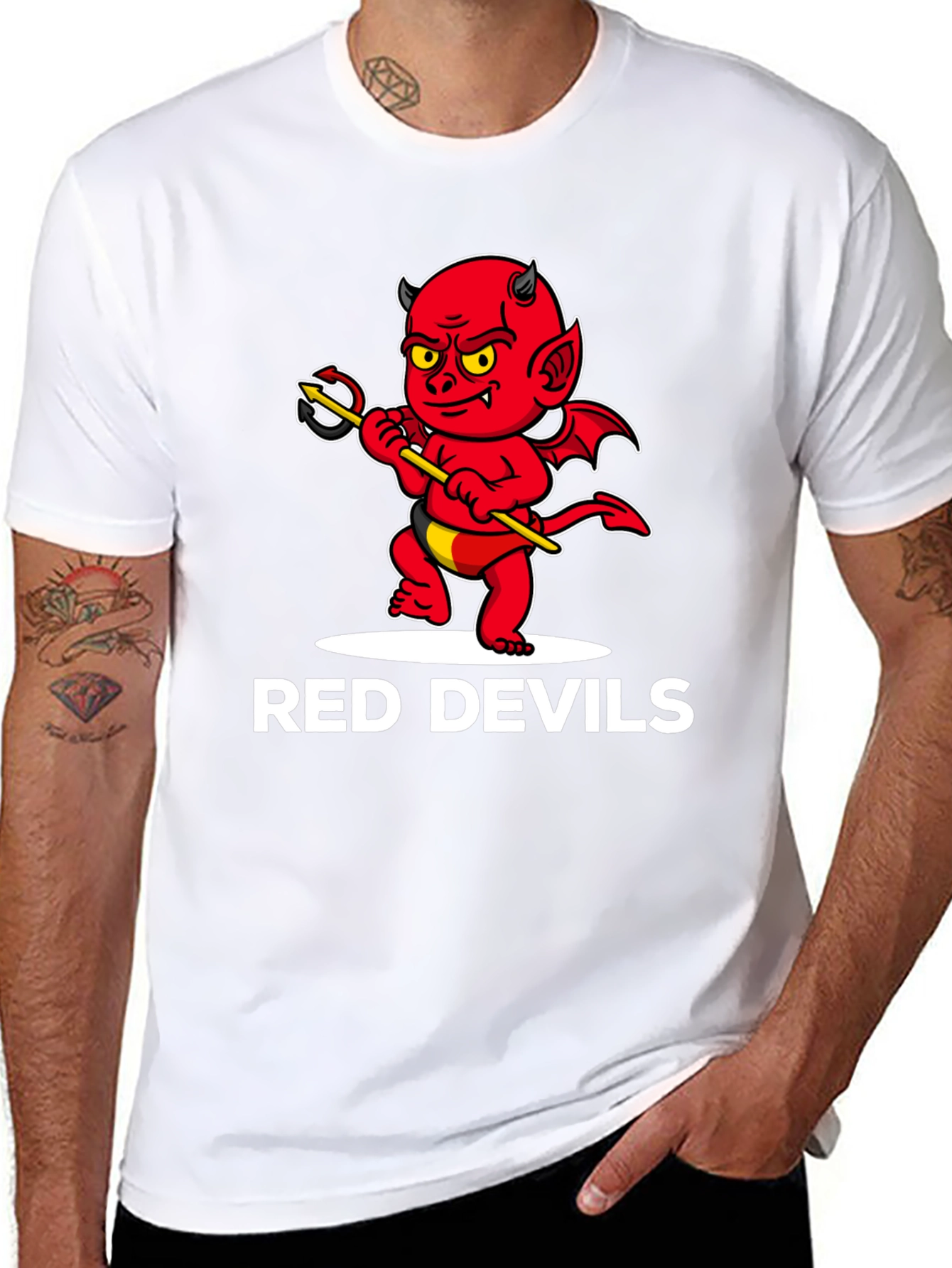Red Devils Graphic Tee - Cartoon Devil Print