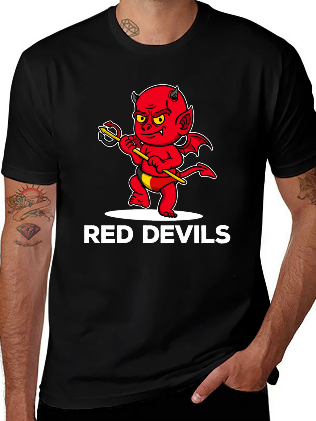 Red Devils Graphic Tee - Cartoon Devil Print