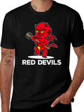 Red Devils Graphic Tee - Cartoon Devil Print