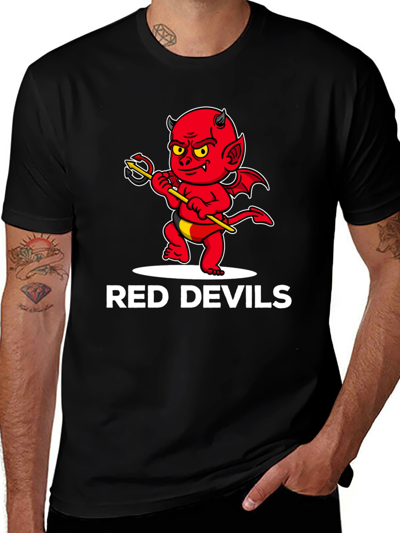 Red Devils Graphic Tee - Cartoon Devil Print