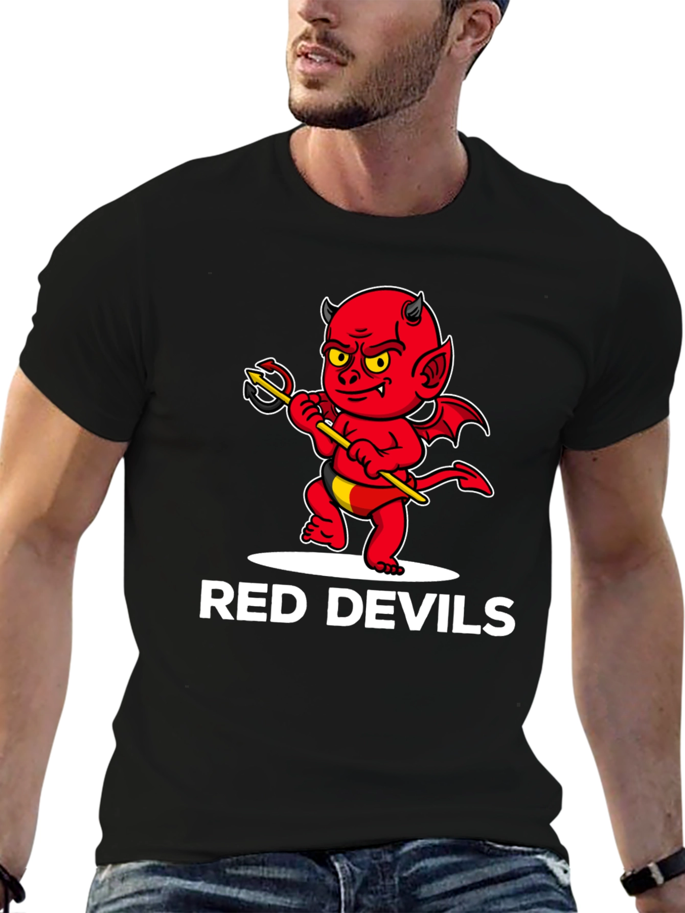 Red Devils Graphic Tee - Cartoon Devil Print