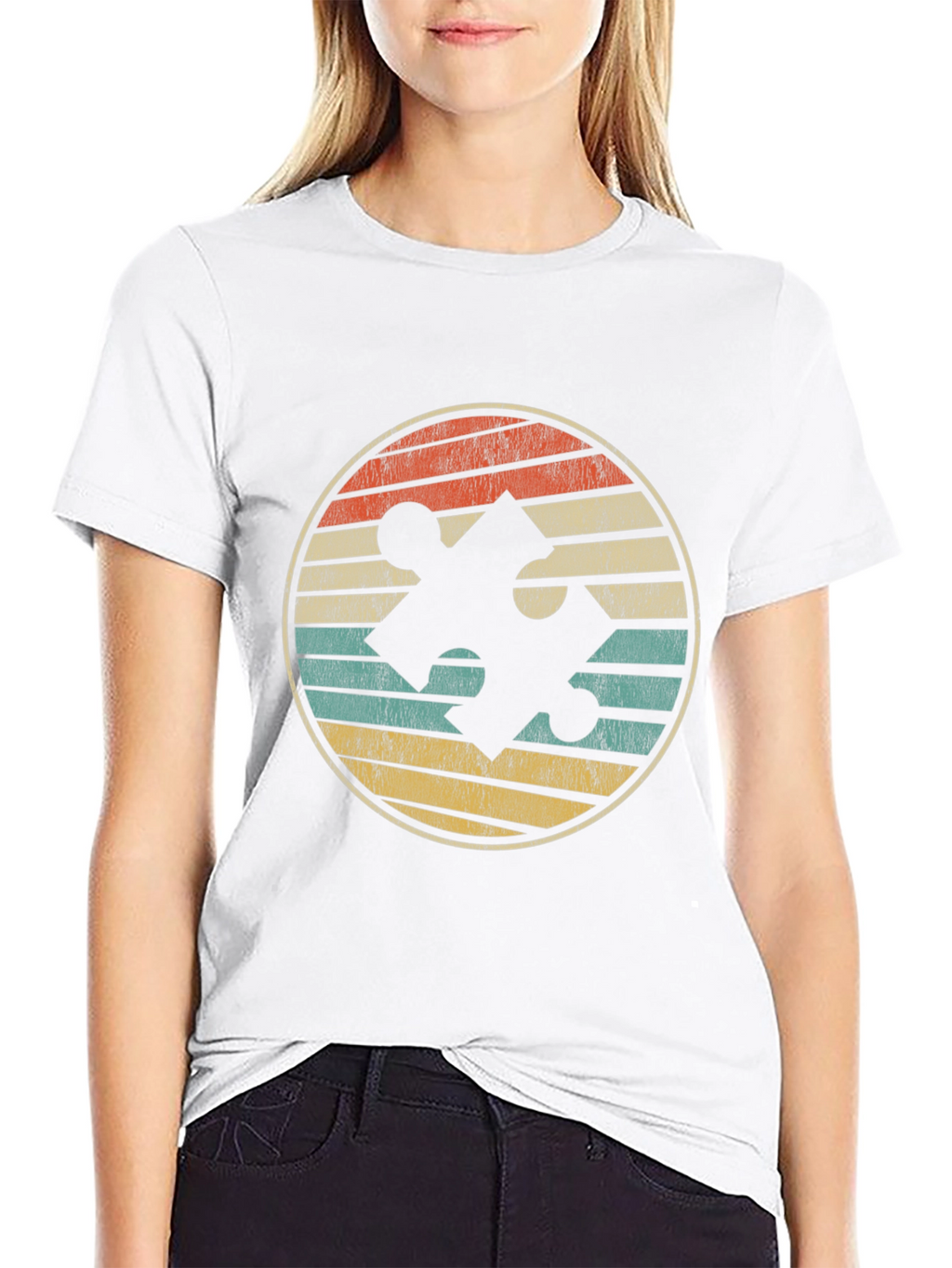 Retro Puzzle Piece Graphic Tee - Autism Awareness Shirt