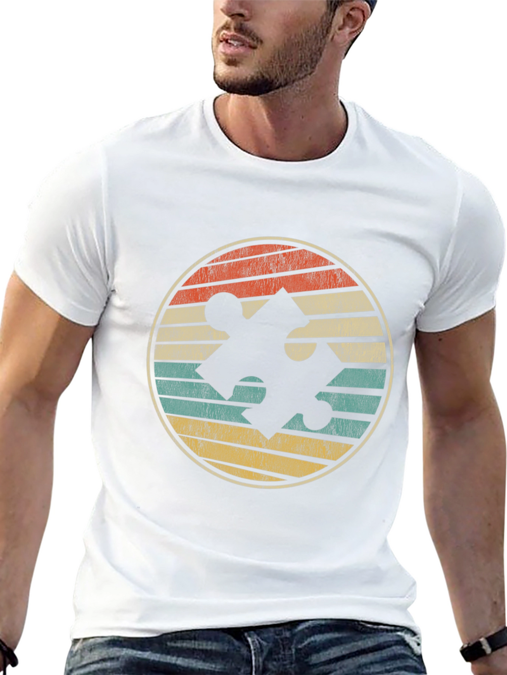 Retro Puzzle Piece Graphic Tee - Autism Awareness Shirt