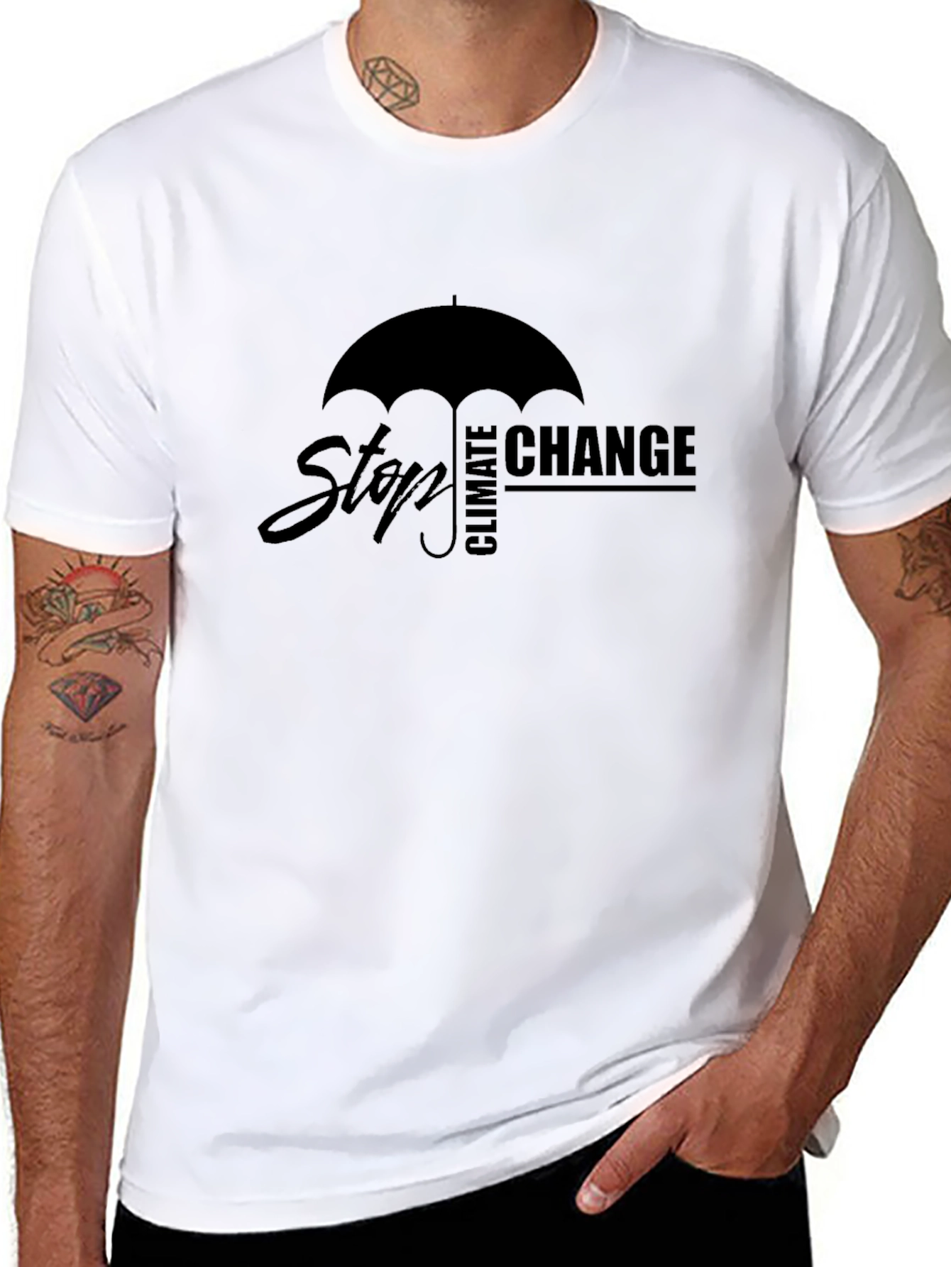 Stop Climate Change T-Shirt - Umbrella Graphic