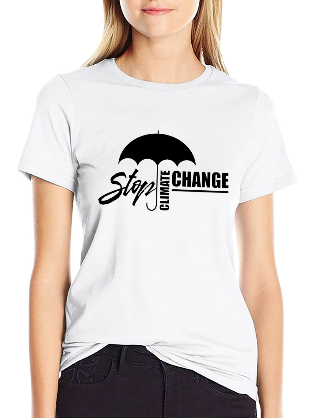 Stop Climate Change T-Shirt - Umbrella Graphic