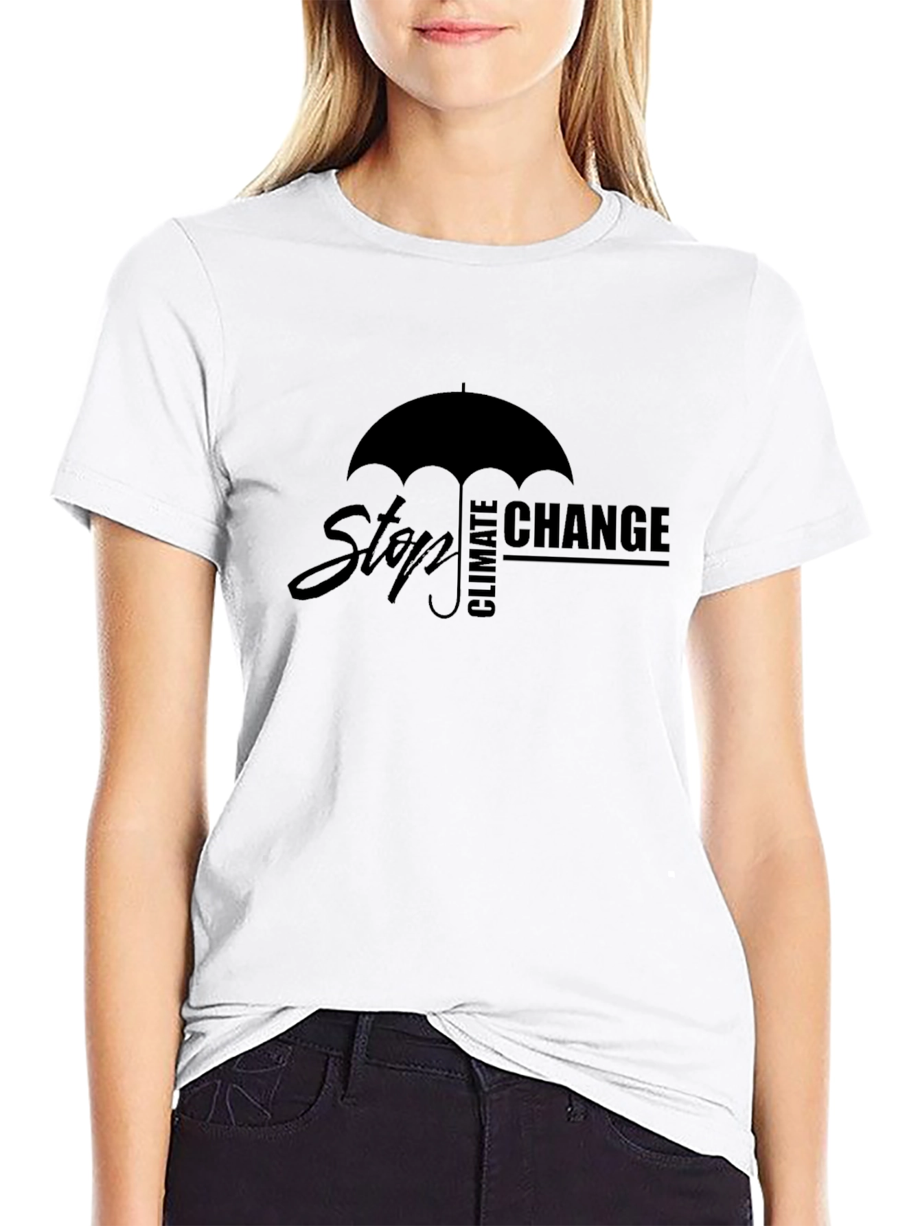 Stop Climate Change T-Shirt - Umbrella Graphic