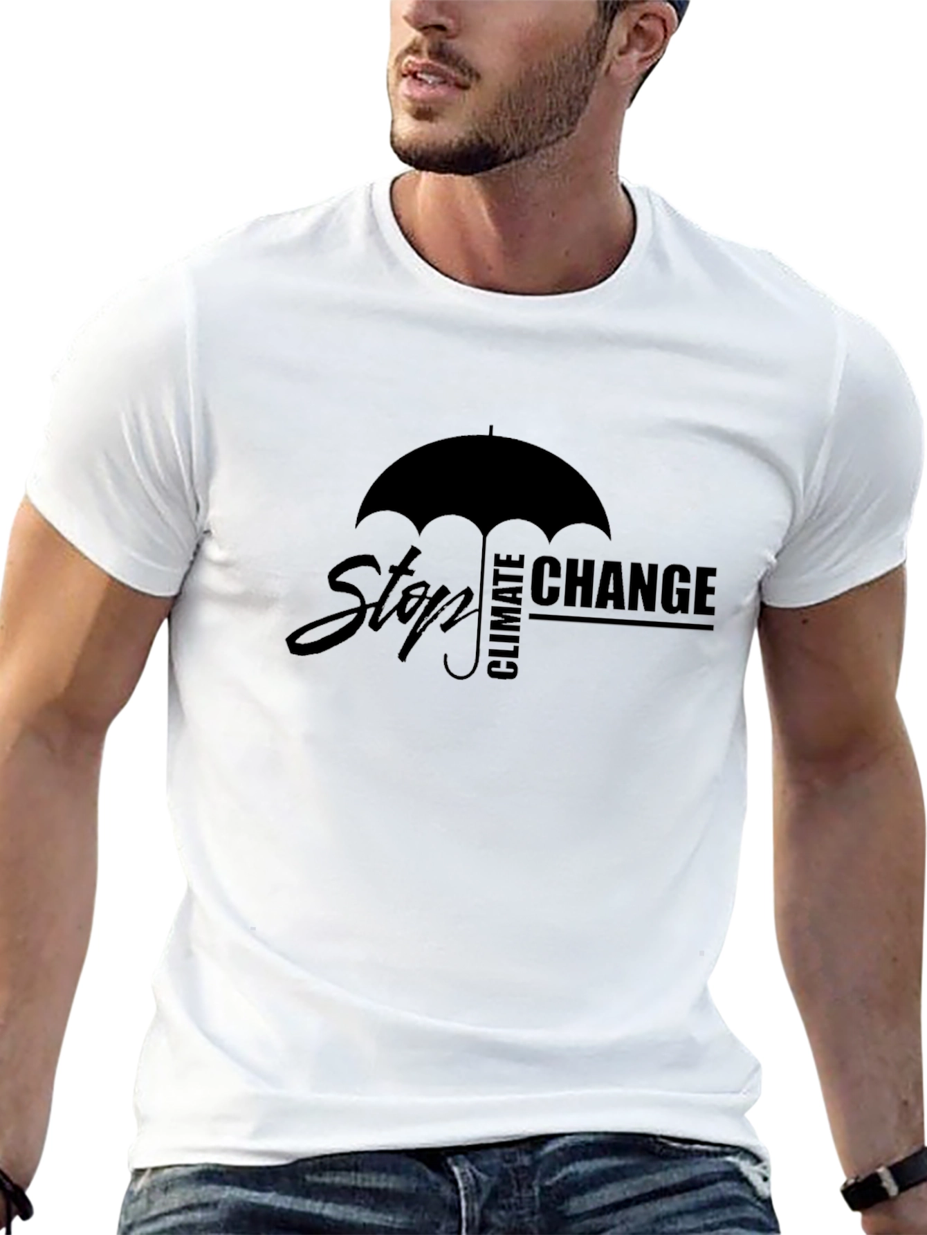 Stop Climate Change T-Shirt - Umbrella Graphic