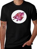 Black T-Shirt with Floral Graphic Design