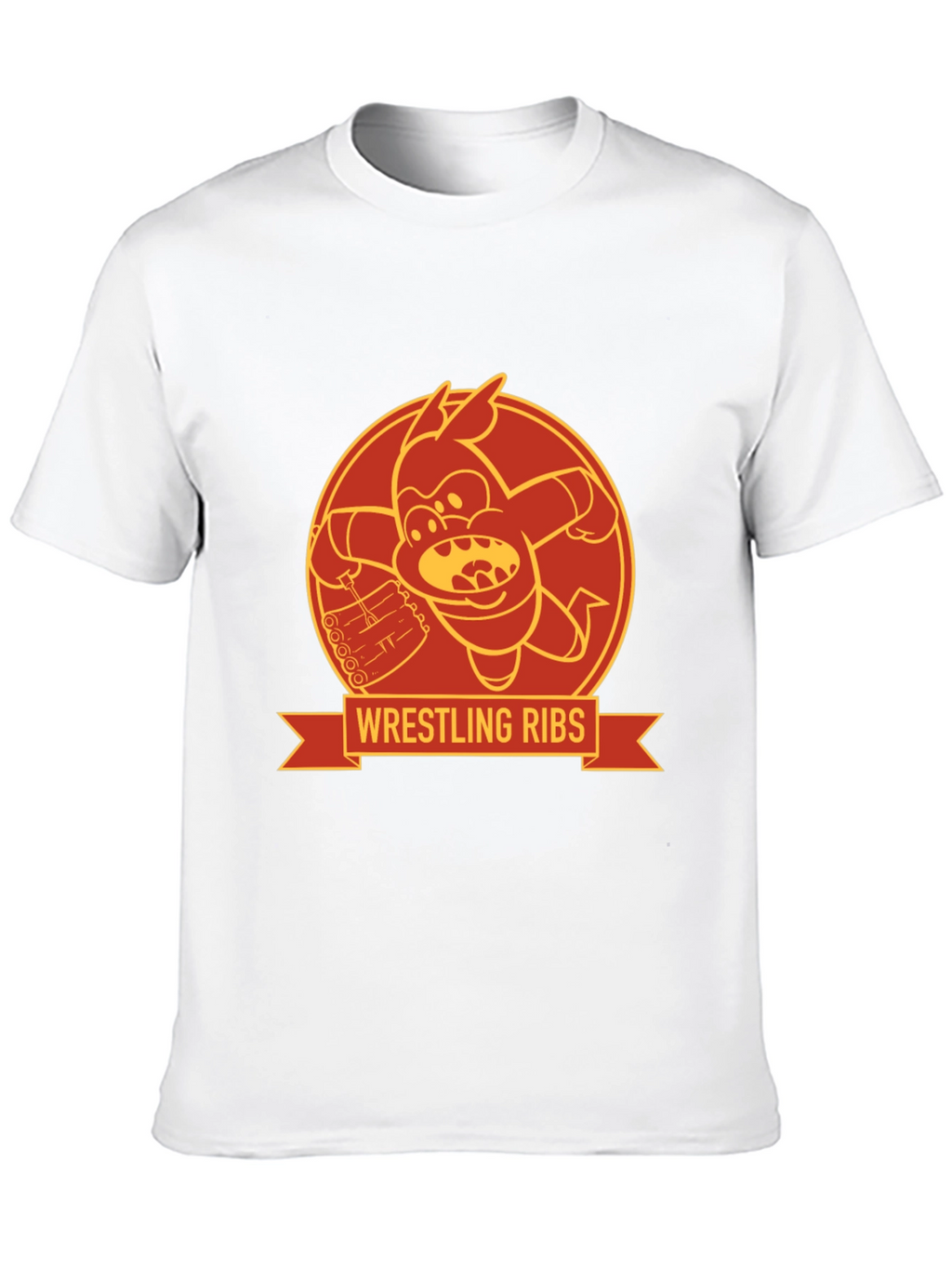 Wrestling Ribs Funny Cartoon Graphic Tee