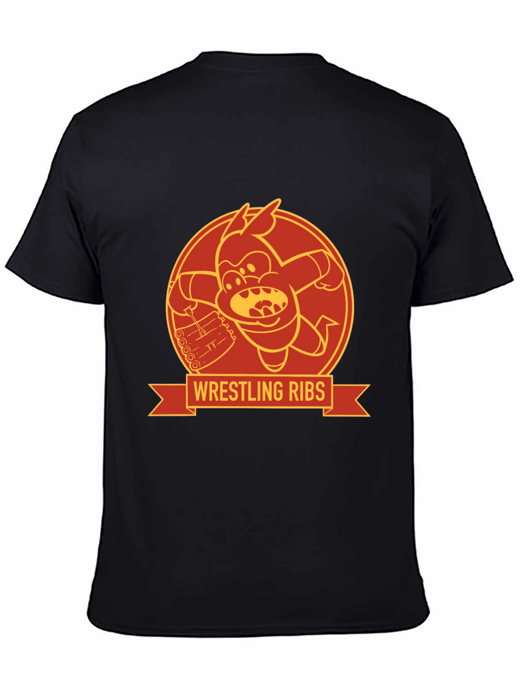 Wrestling Ribs Funny Cartoon Graphic Tee
