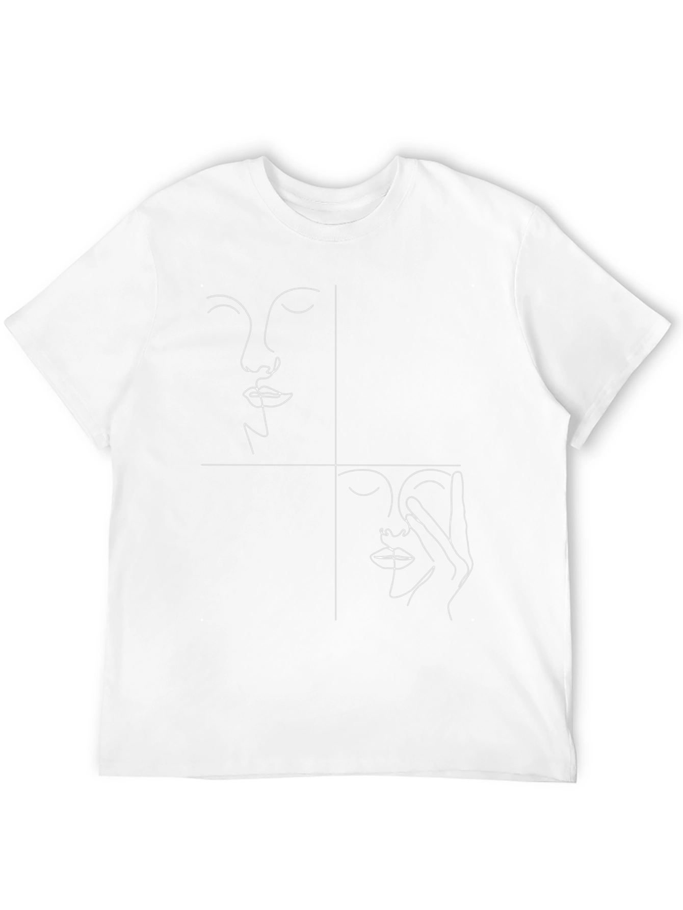 Abstract Face Line Art Black T-Shirt