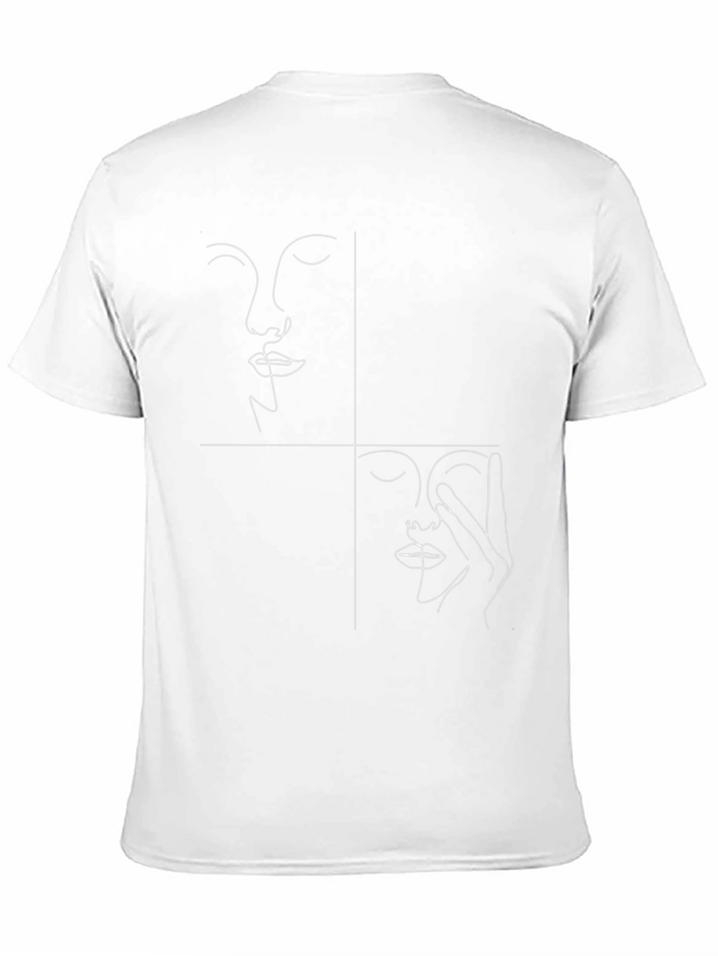 Abstract Face Line Art Black T-Shirt