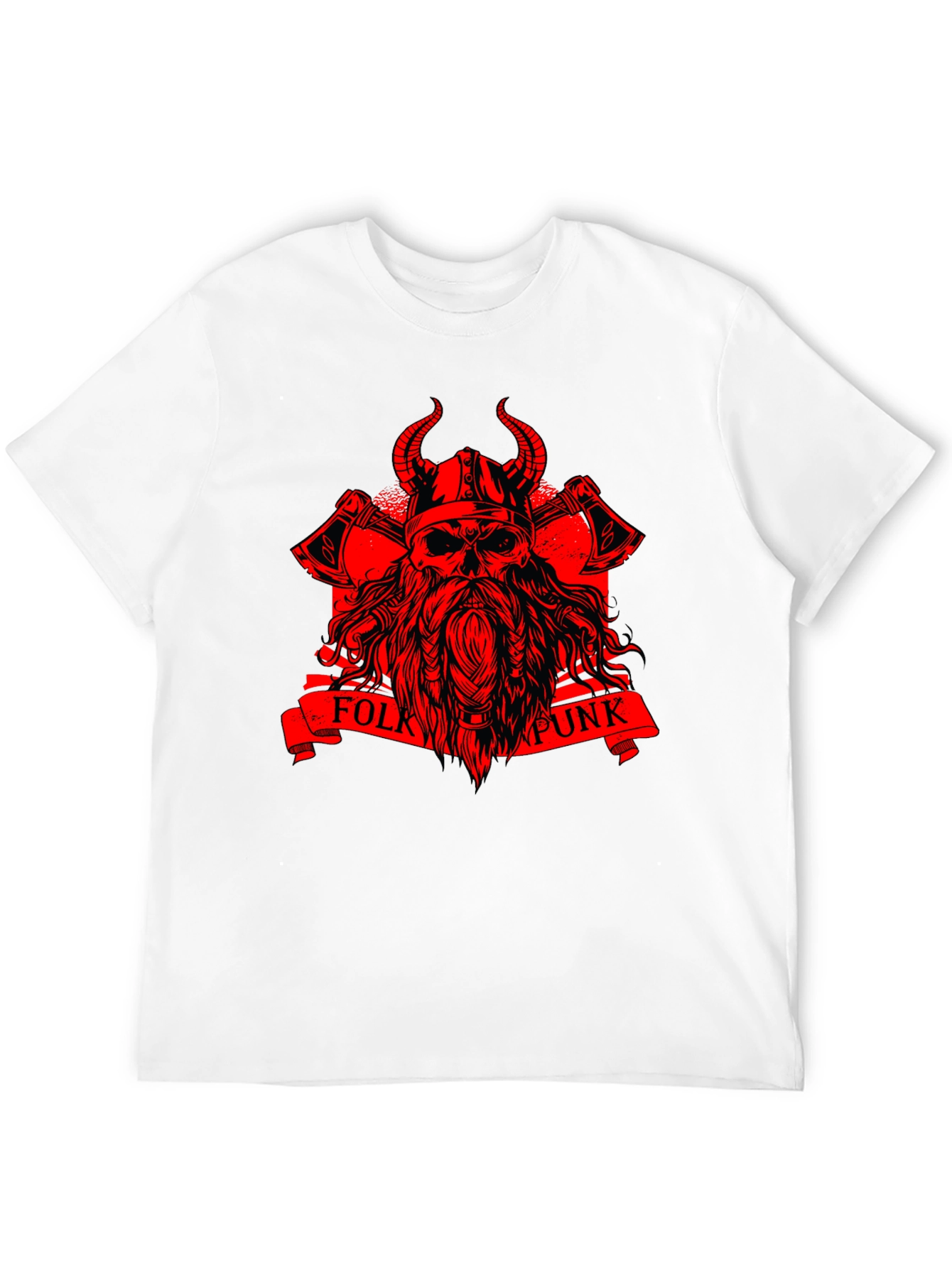 Folk Punk Viking Skull Graphic T-Shirt