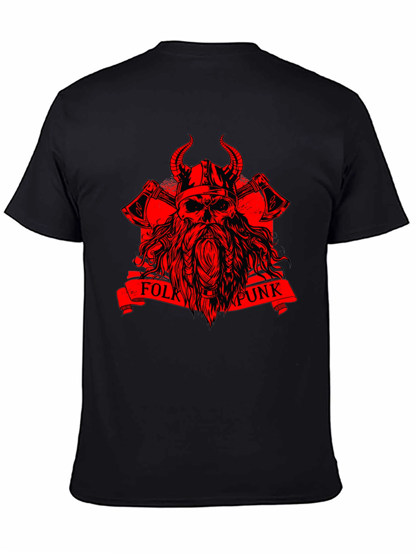 Folk Punk Viking Skull Graphic T-Shirt