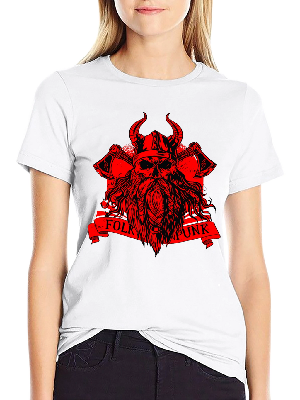 Folk Punk Viking Skull Graphic T-Shirt