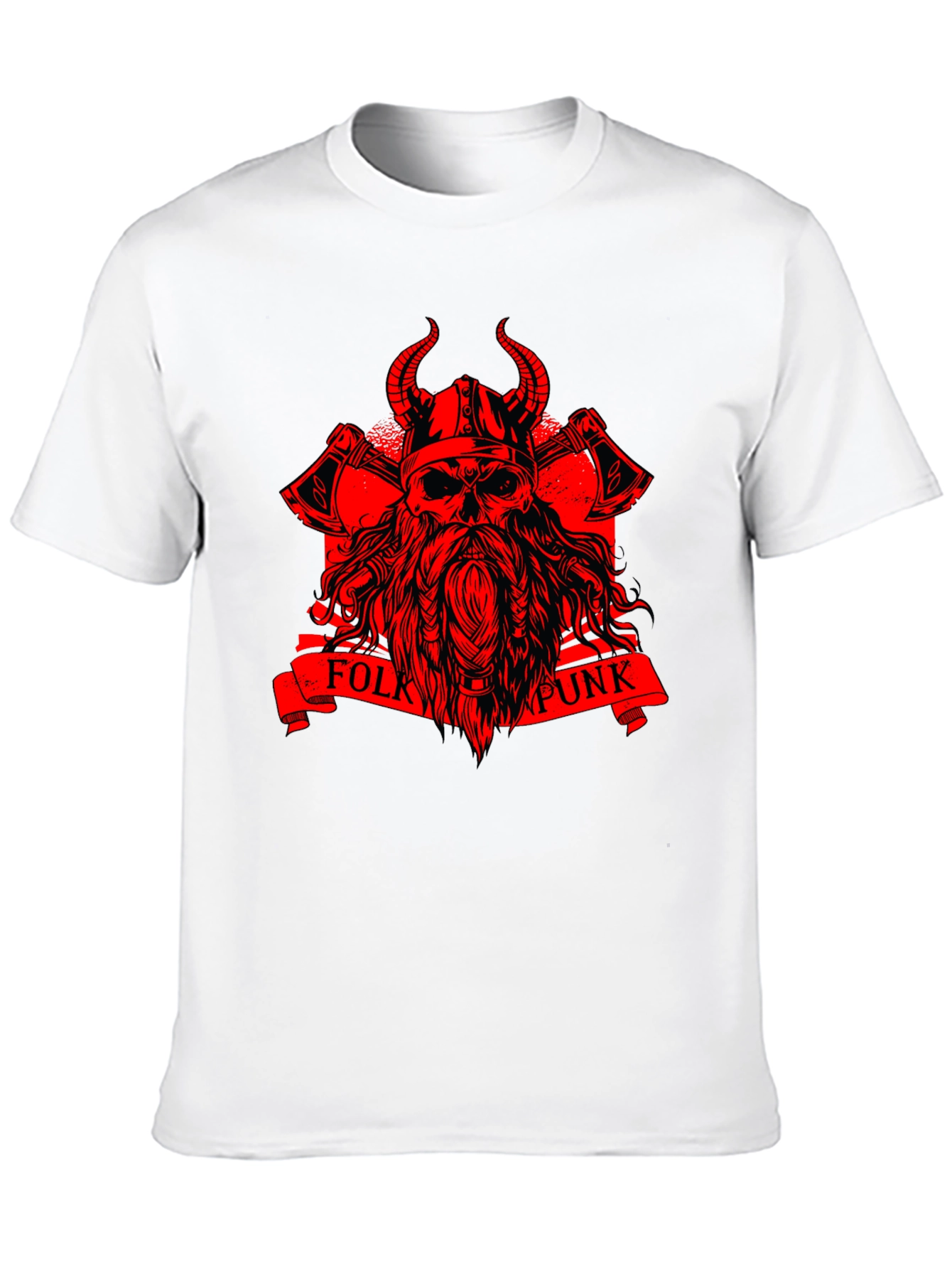 Folk Punk Viking Skull Graphic T-Shirt