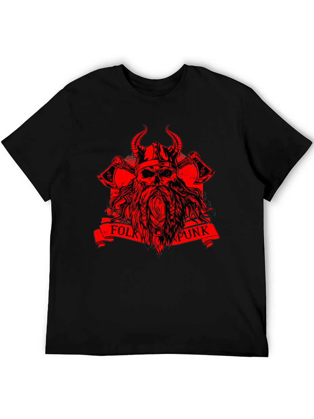 Folk Punk Viking Skull Graphic T-Shirt