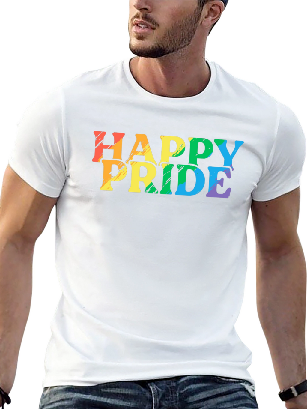 Happy Pride T-Shirt - Rainbow LGBT Graphic Tee