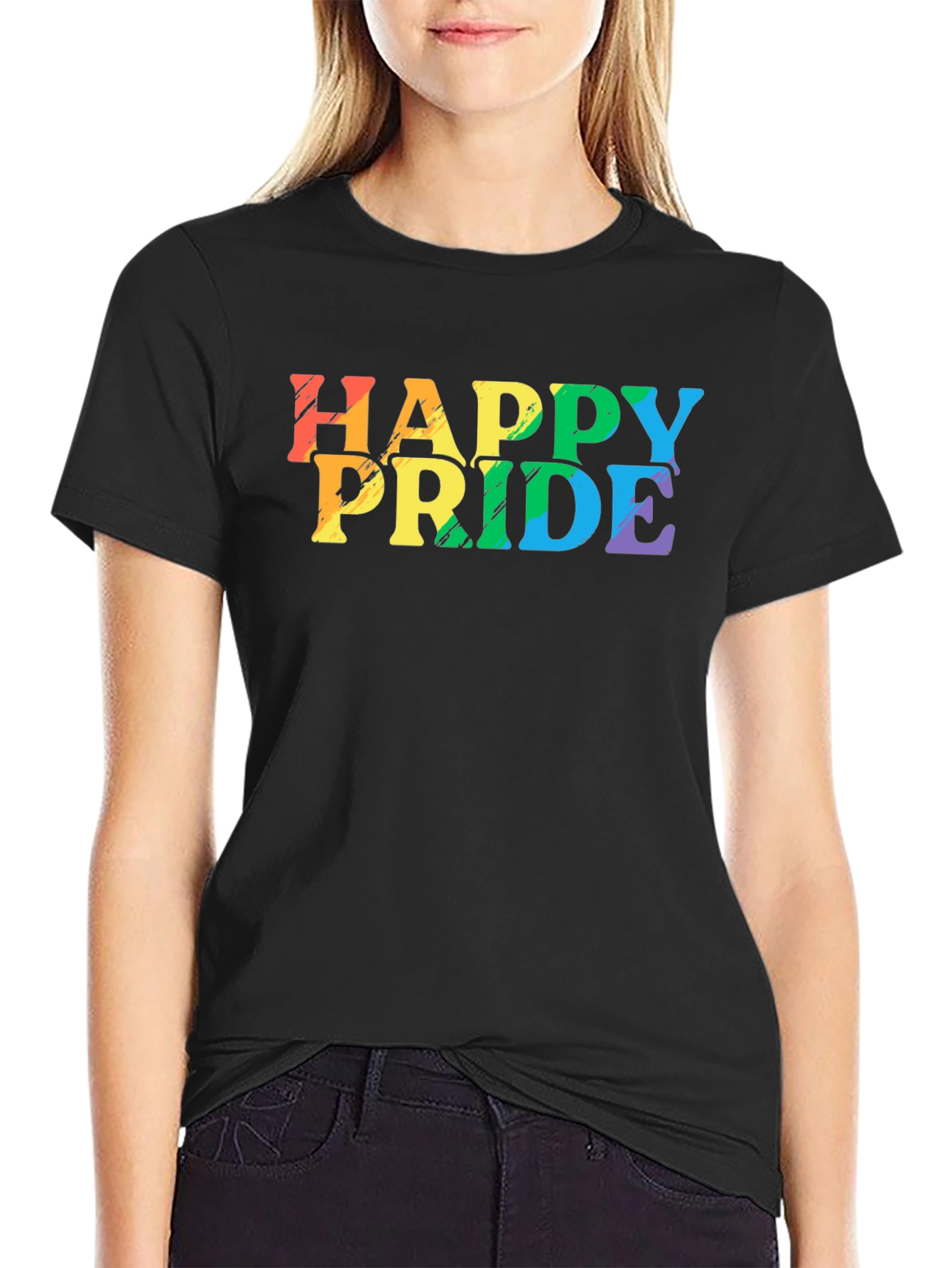 Happy Pride T-Shirt - Rainbow LGBT Graphic Tee