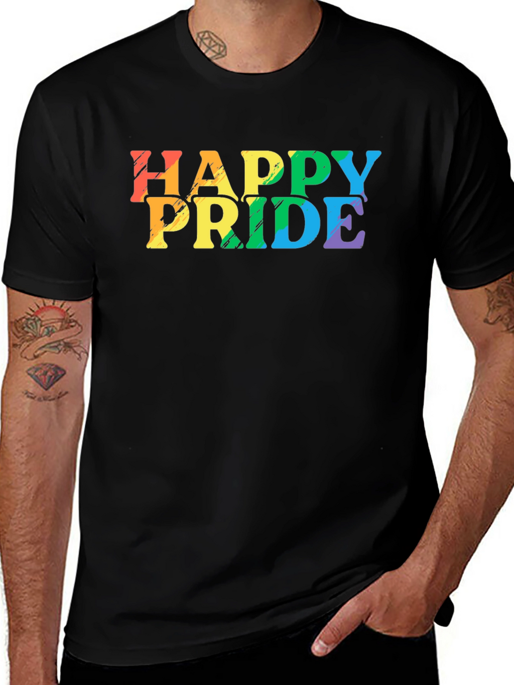 Happy Pride T-Shirt - Rainbow LGBT Graphic Tee
