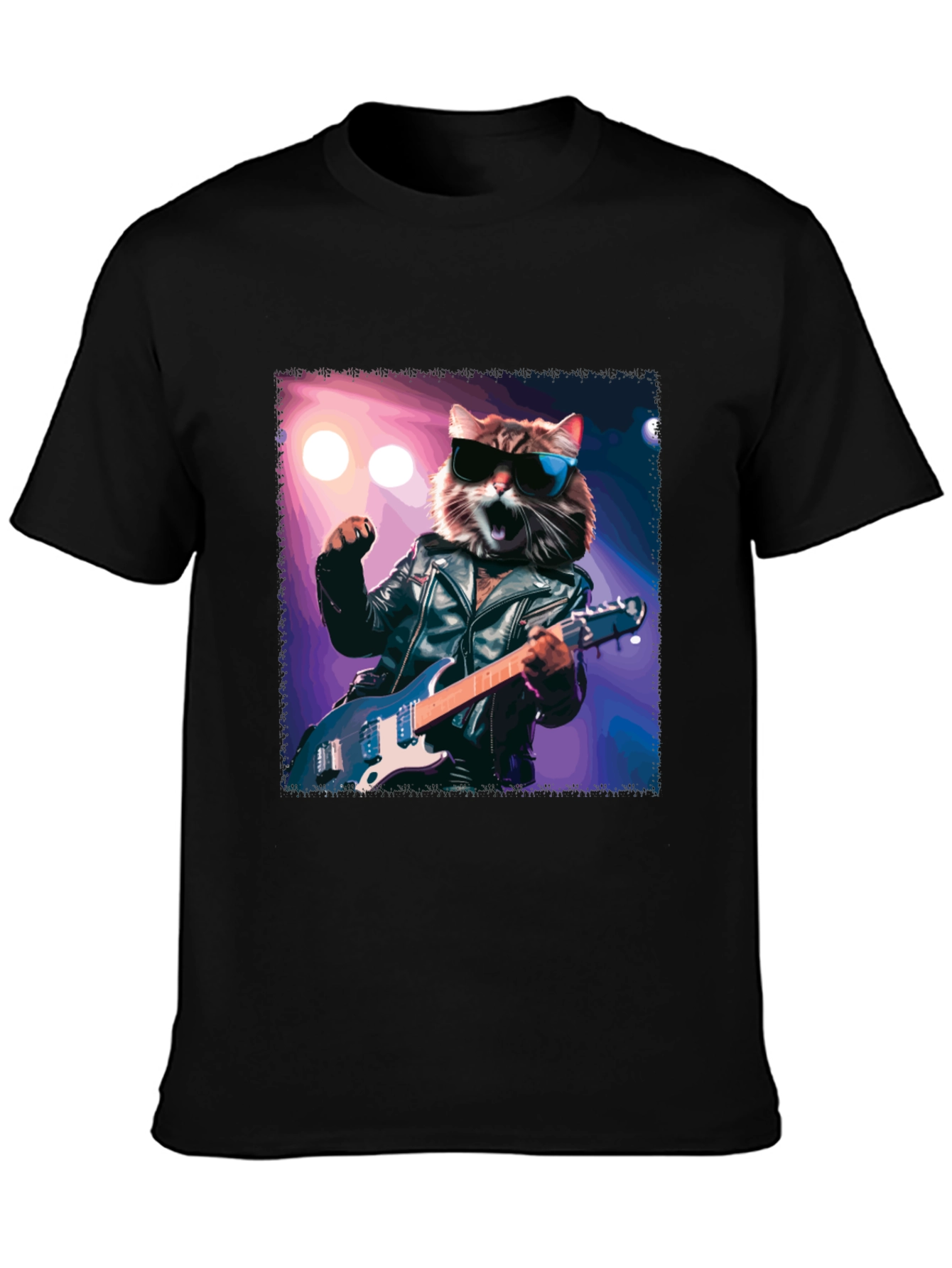 Rockstar Cat T-Shirt - Cool Cat with Guitar