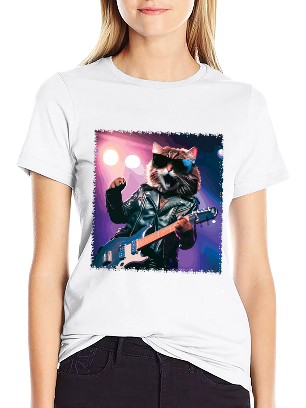 Rockstar Cat T-Shirt - Cool Cat with Guitar