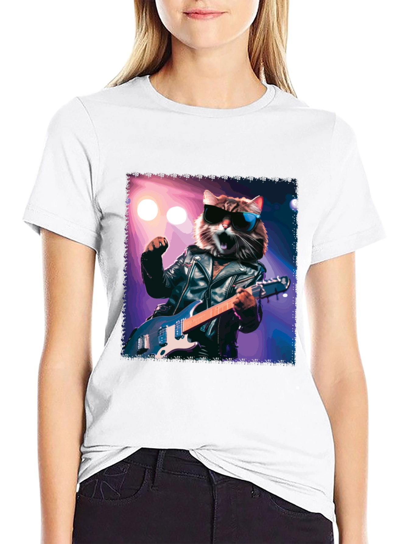 Rockstar Cat T-Shirt - Cool Cat with Guitar