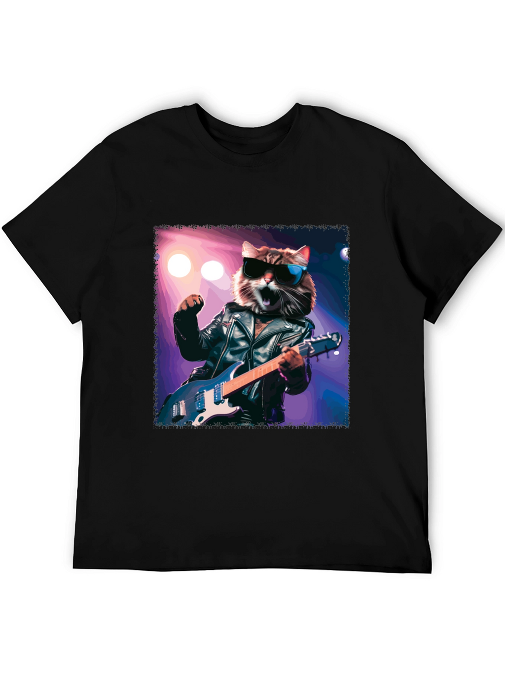 Rockstar Cat T-Shirt - Cool Cat with Guitar