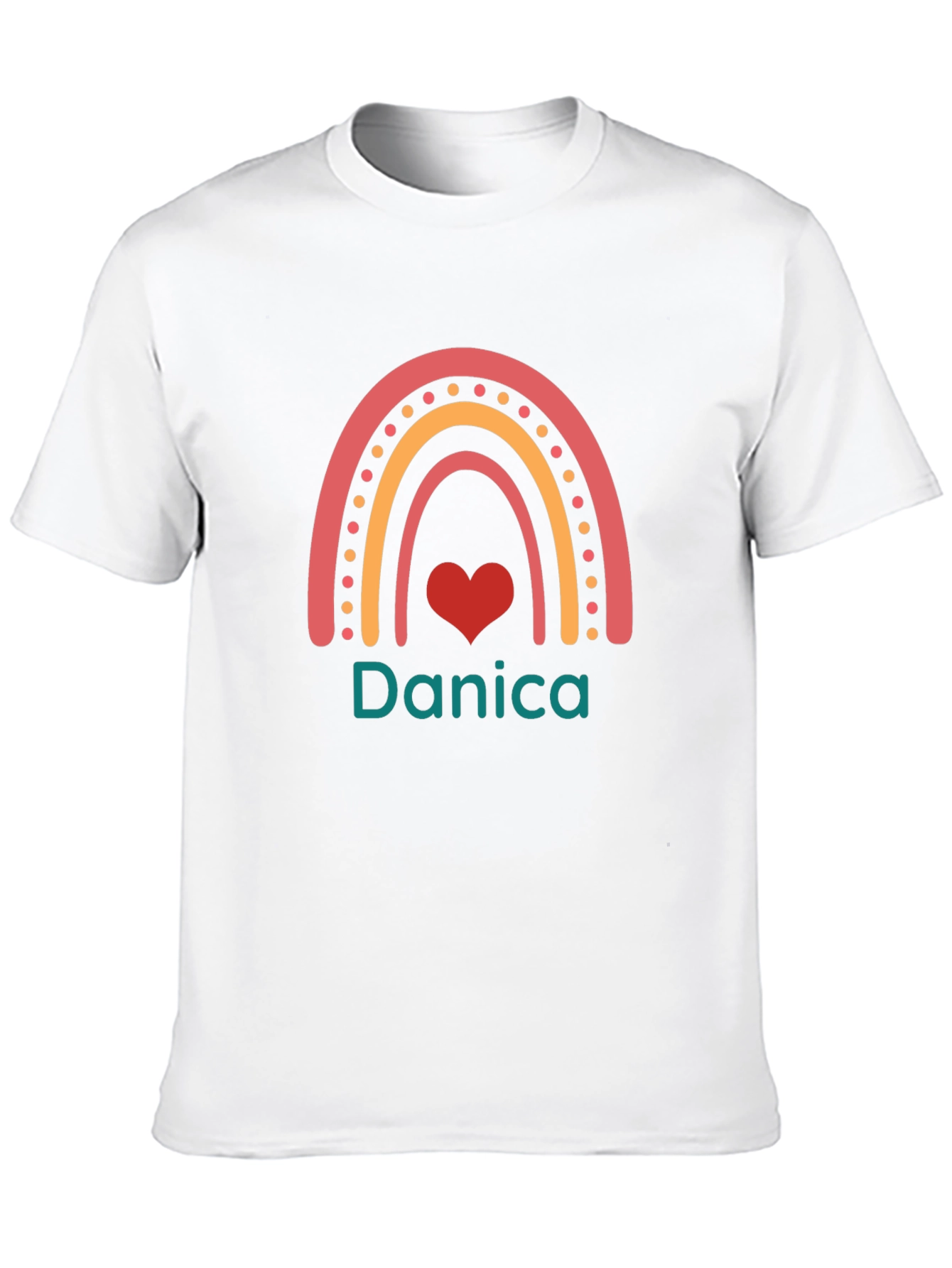 Personalized Rainbow Danica Heart T-Shirt
