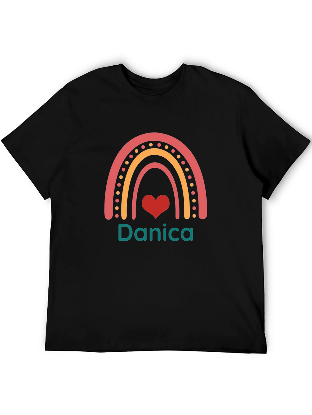 Personalized Rainbow Danica Heart T-Shirt
