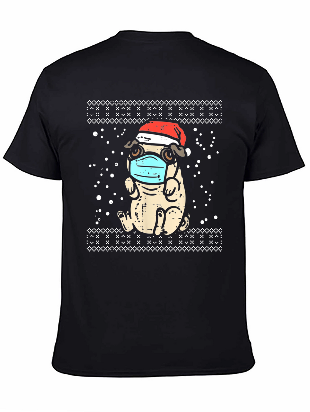 Festive Pug in Mask Holiday Tee