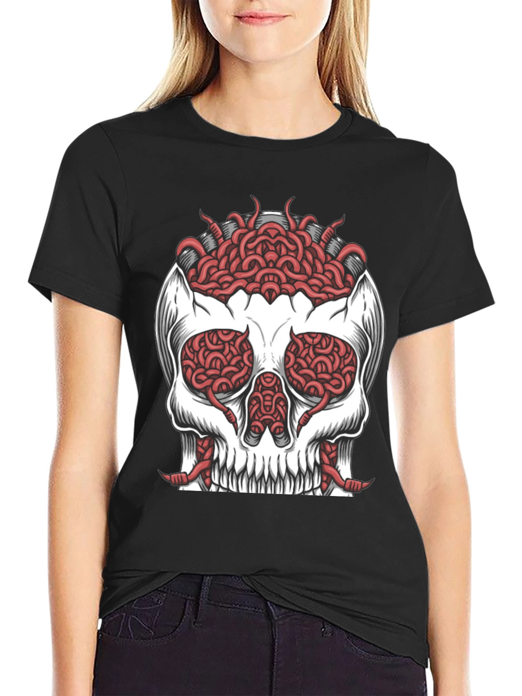 Skull Brain T-Shirt - Edgy Graphic Tee