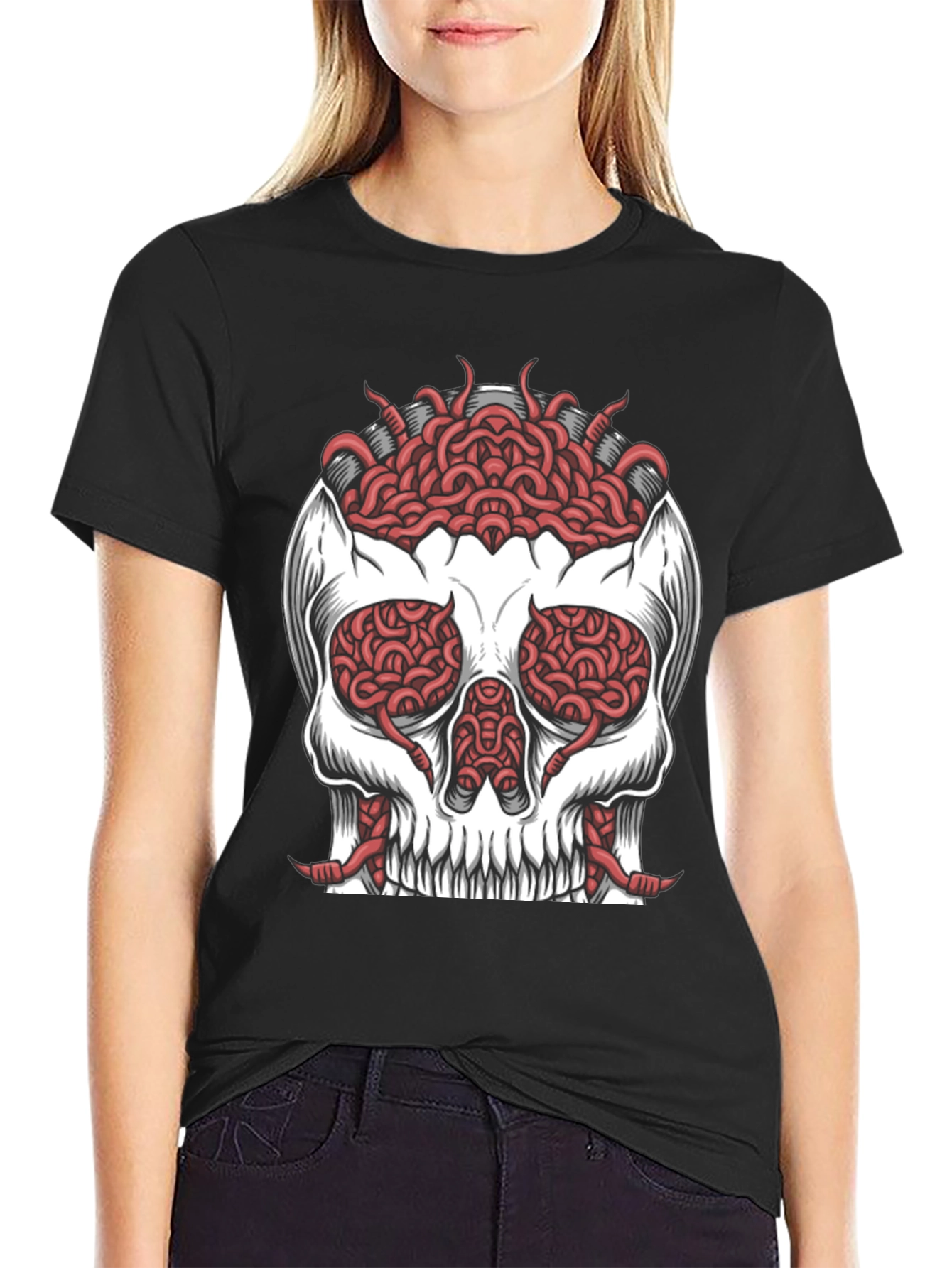 Skull Brain T-Shirt - Edgy Graphic Tee
