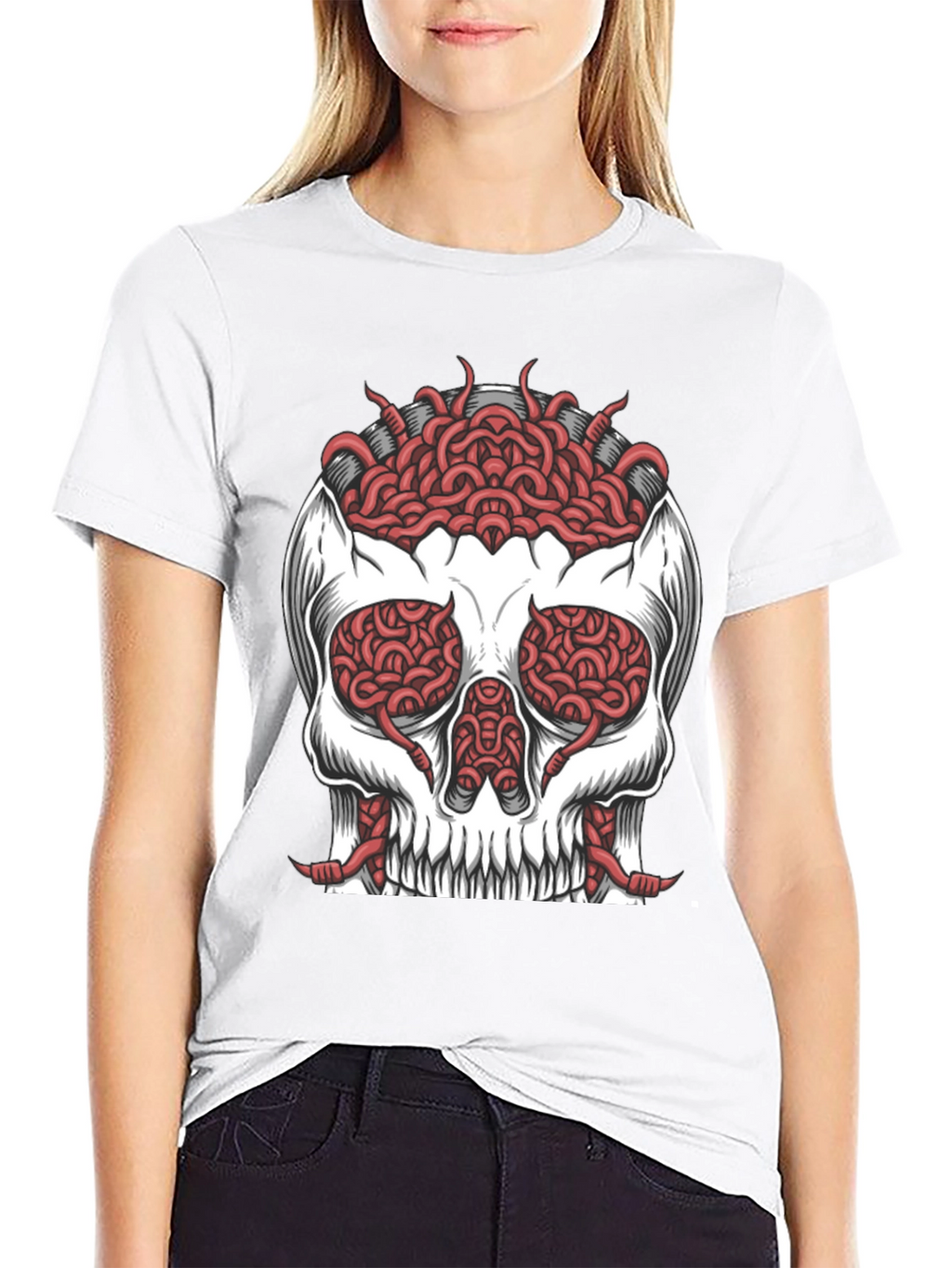 Skull Brain T-Shirt - Edgy Graphic Tee