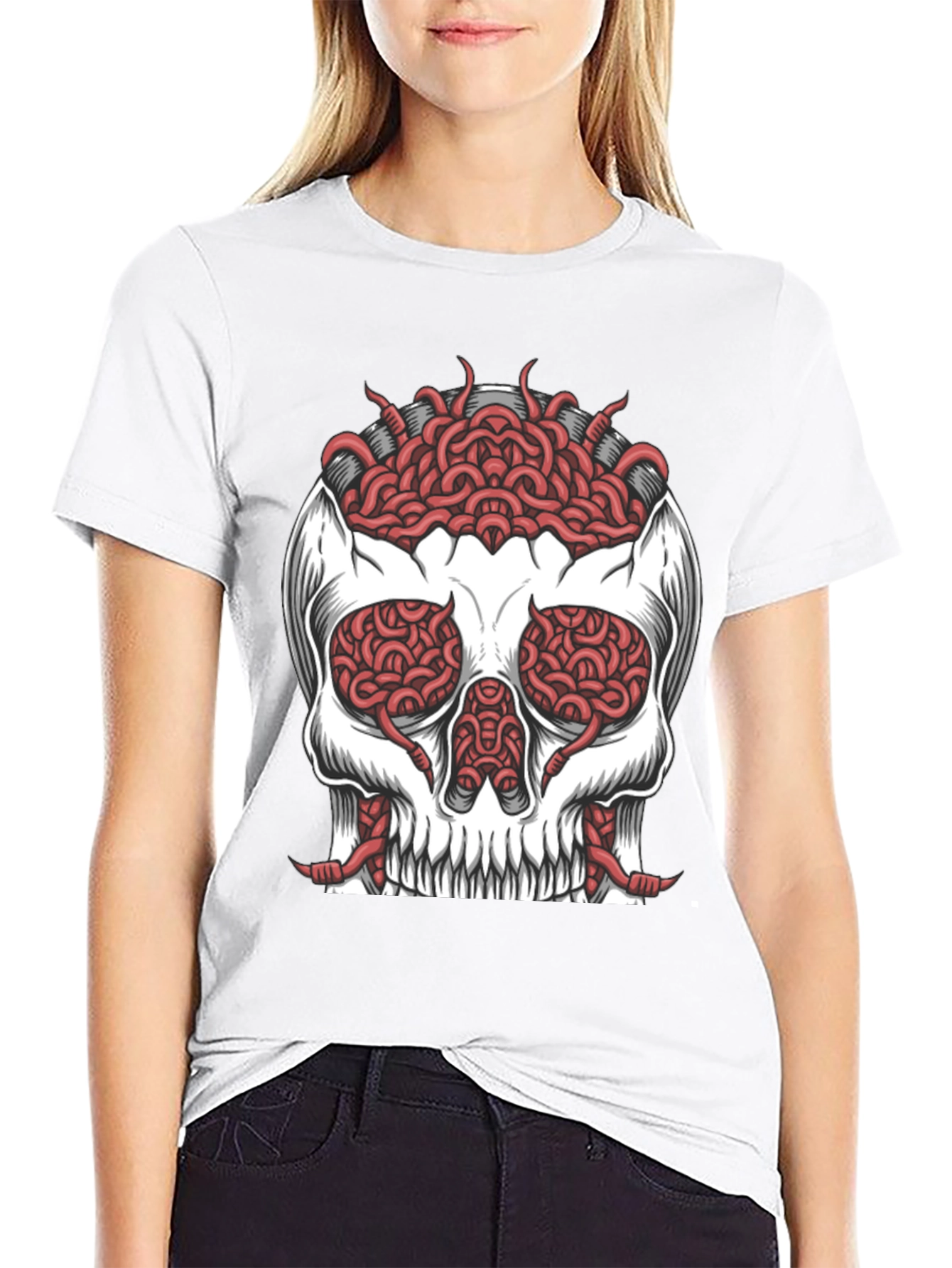 Skull Brain T-Shirt - Edgy Graphic Tee