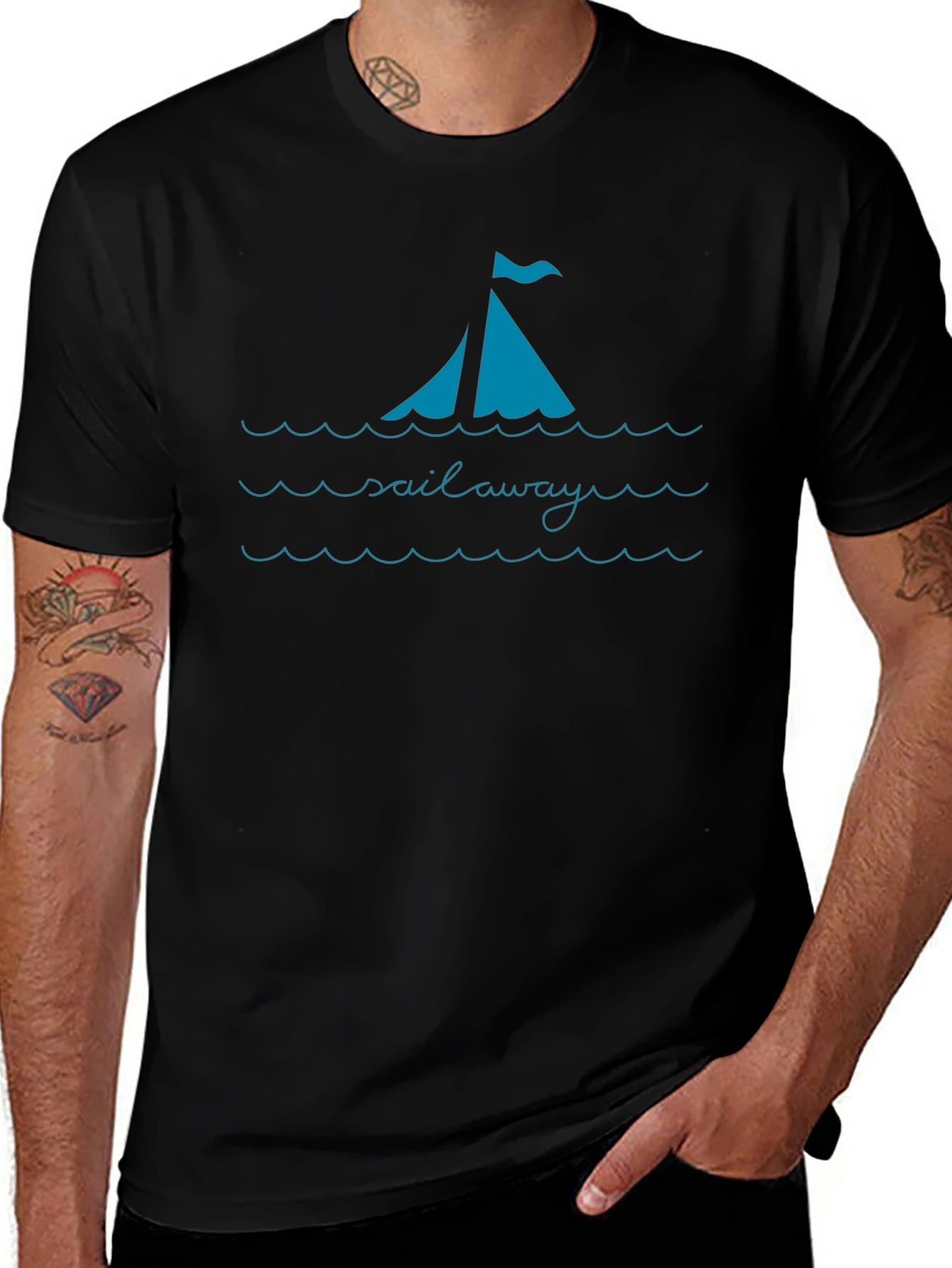 Sail Away Graphic Tee - Casual Black T-Shirt