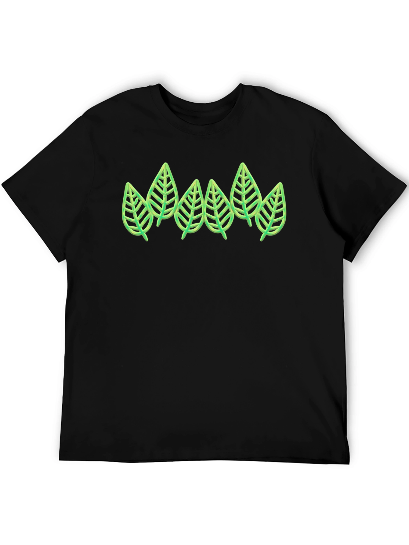 Leaf Design Black T-Shirt