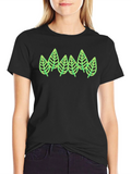 Leaf Design Black T-Shirt