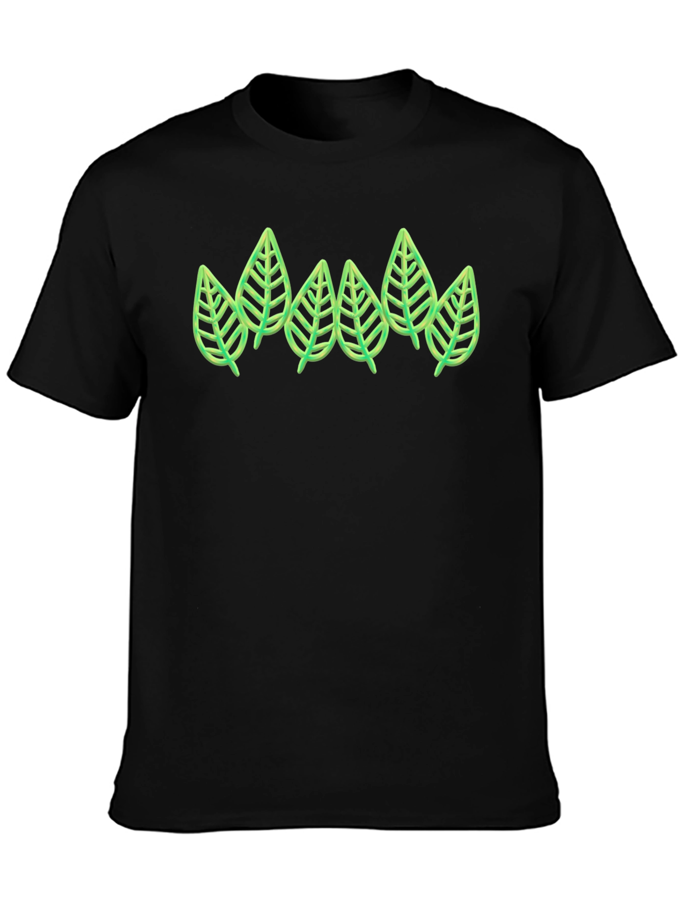 Leaf Design Black T-Shirt