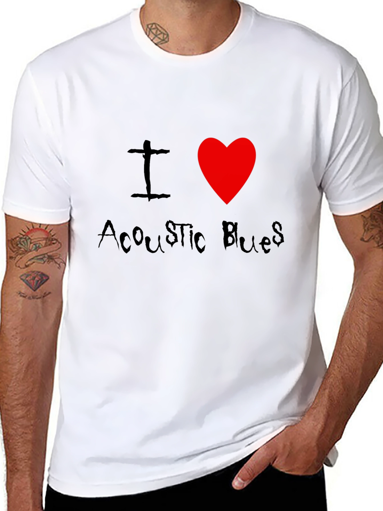 I Heart Acoustic Blues Graphic Tee - Black
